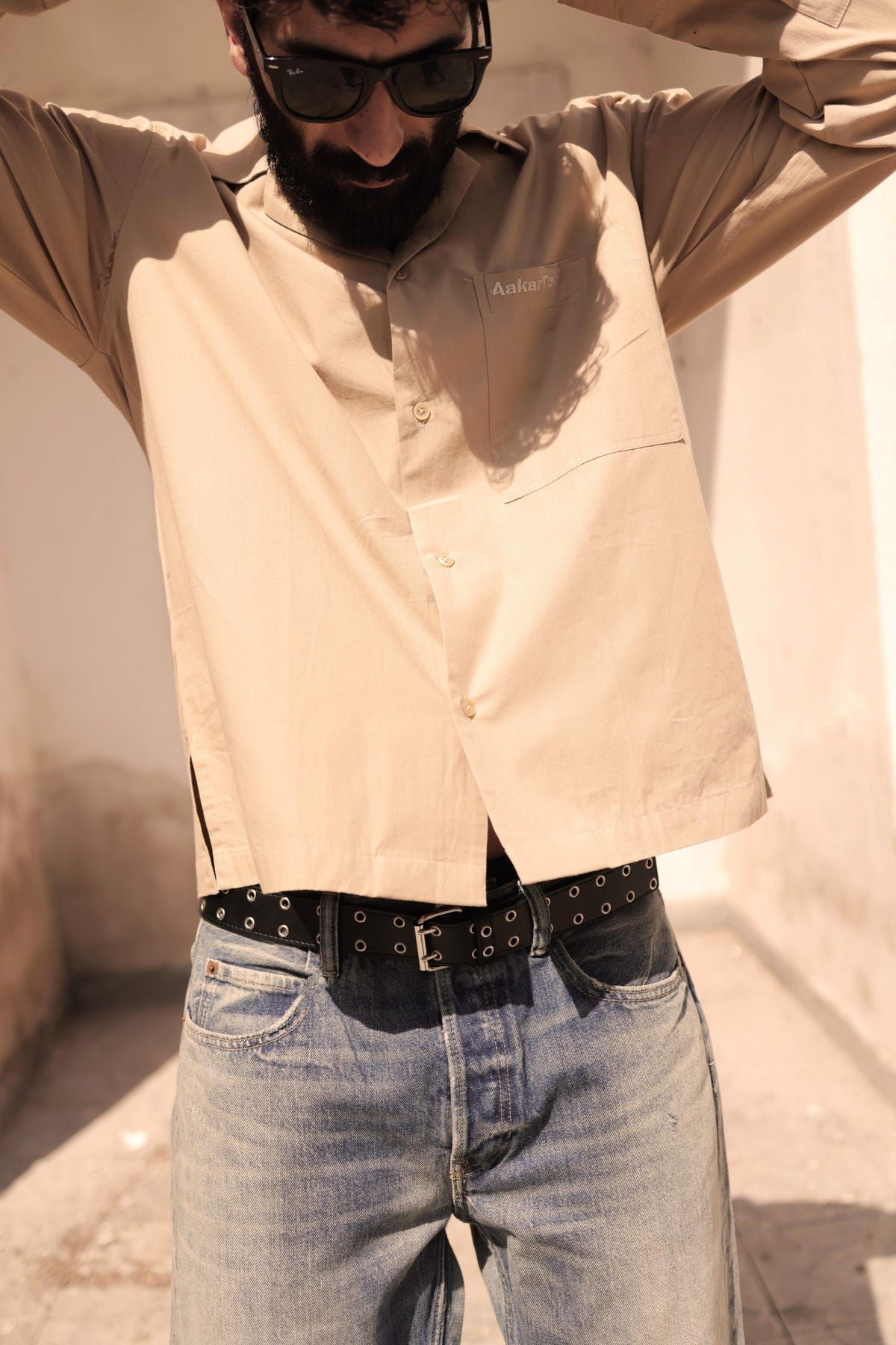 Khakhi Poplin Logo Overshirt - image 4