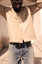 Khakhi Poplin Logo Overshirt view 4