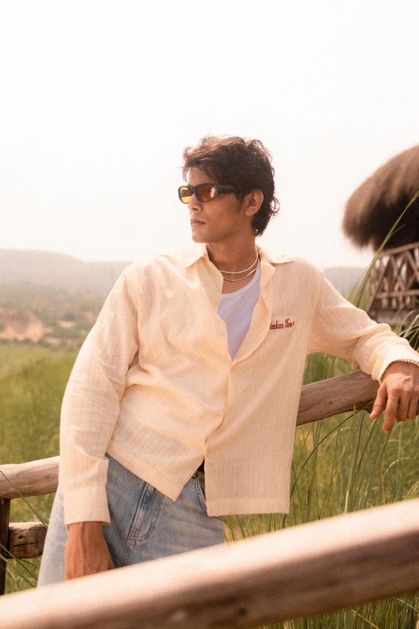 Aakartaro — Beige Dobby Resort Shirt