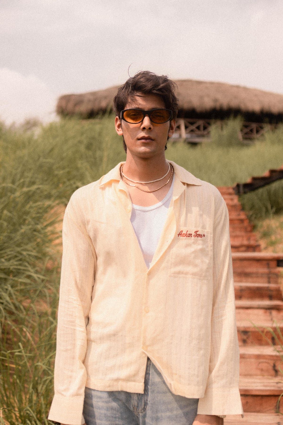 Beige Dobby Resort Shirt - image 5