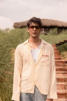 Beige Dobby Resort Shirt view 5