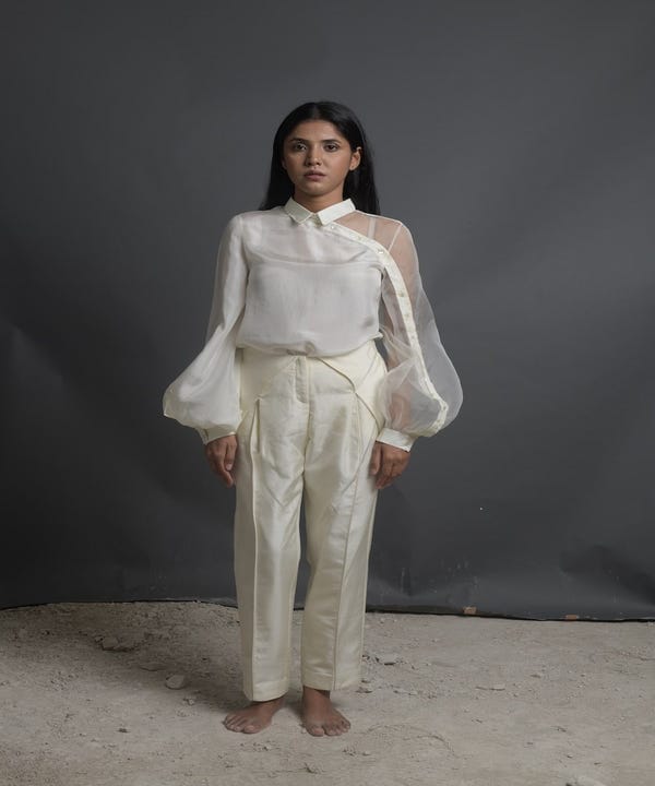 Ahmev — Happy Overlap Pleated Pants