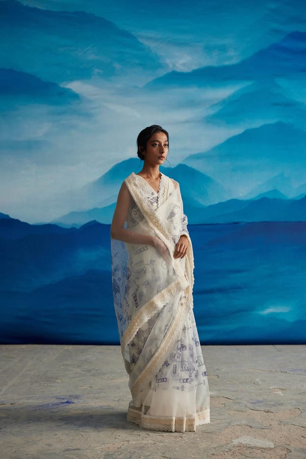 Ahmev — Ambrosia Organza Saree With Peticot