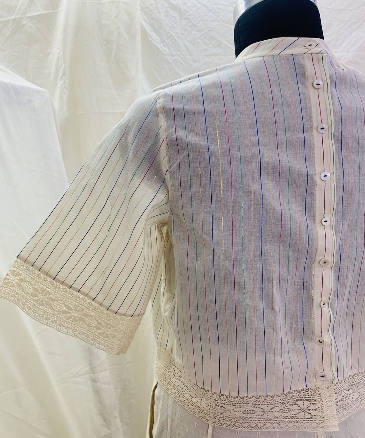  Rainbow Stripes Back Buttoned Top - image 2