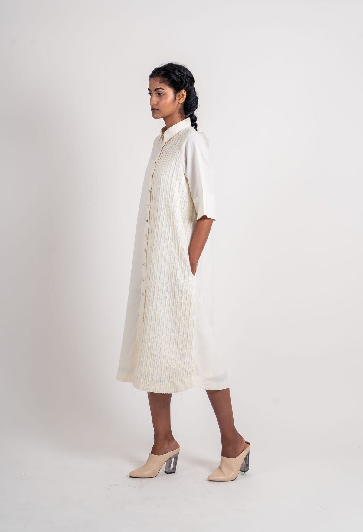 Half Striped Textured Shirt - image 5