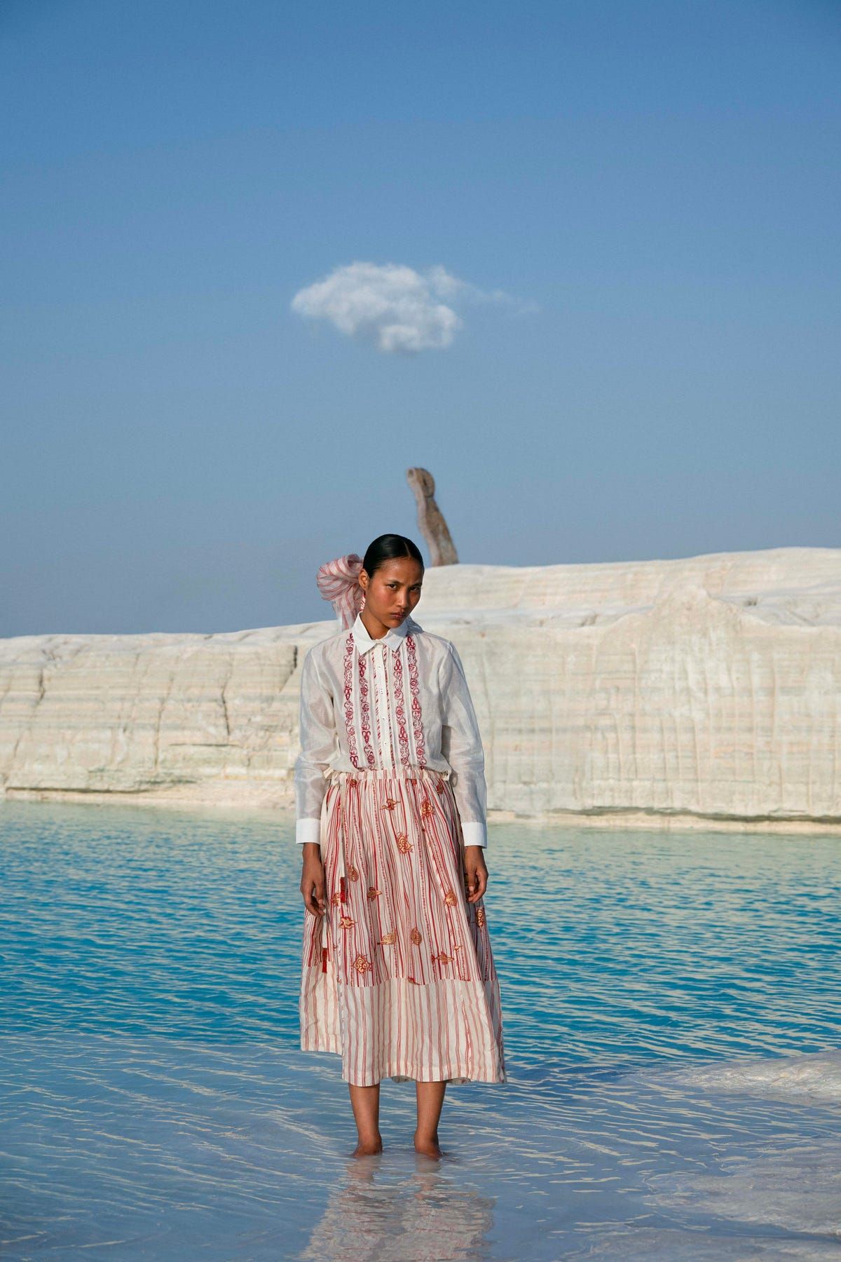 ⁠Htami Drawstring Panelled Skirt - image 1