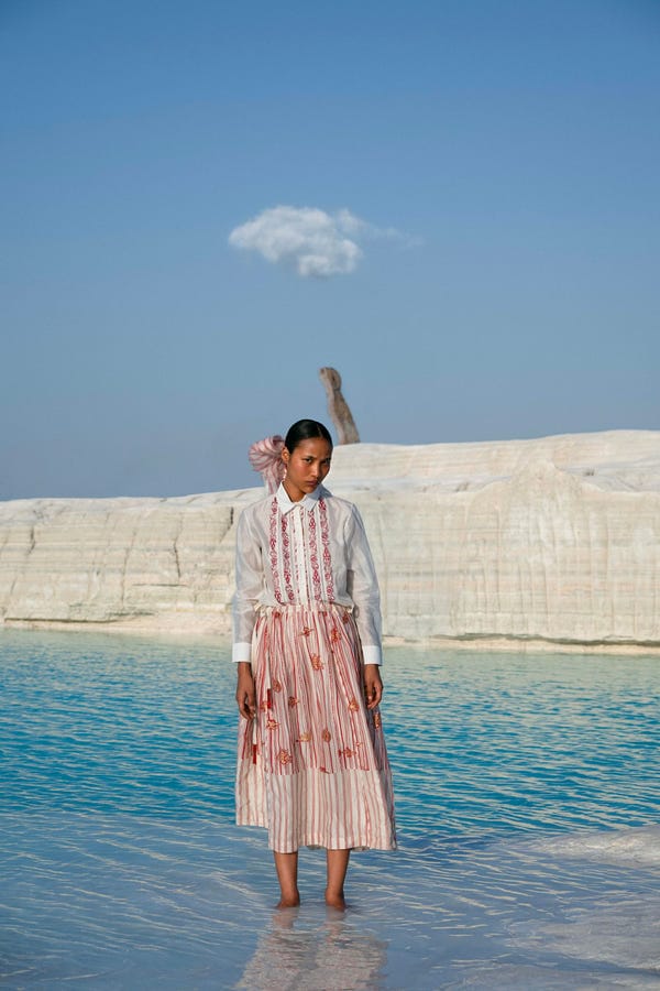 Ahmev — ⁠Htami Drawstring Panelled Skirt