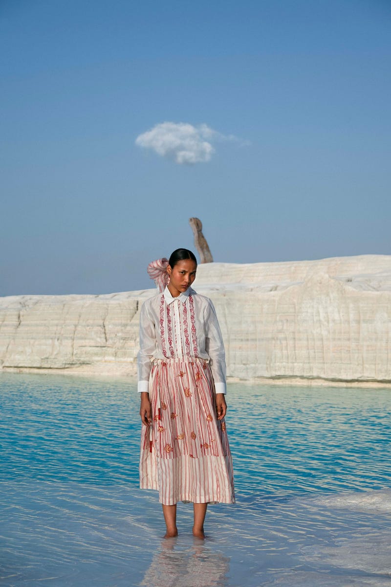 ⁠Htami Drawstring Panelled Skirt