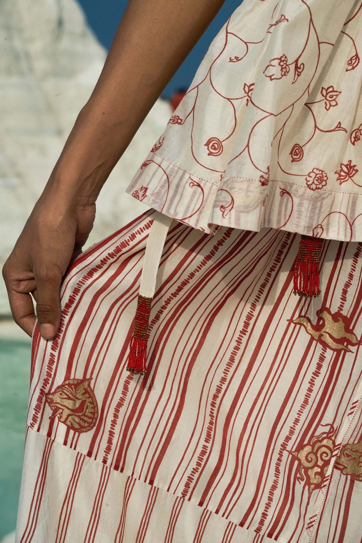 ⁠Htami Drawstring Panelled Skirt - image 3