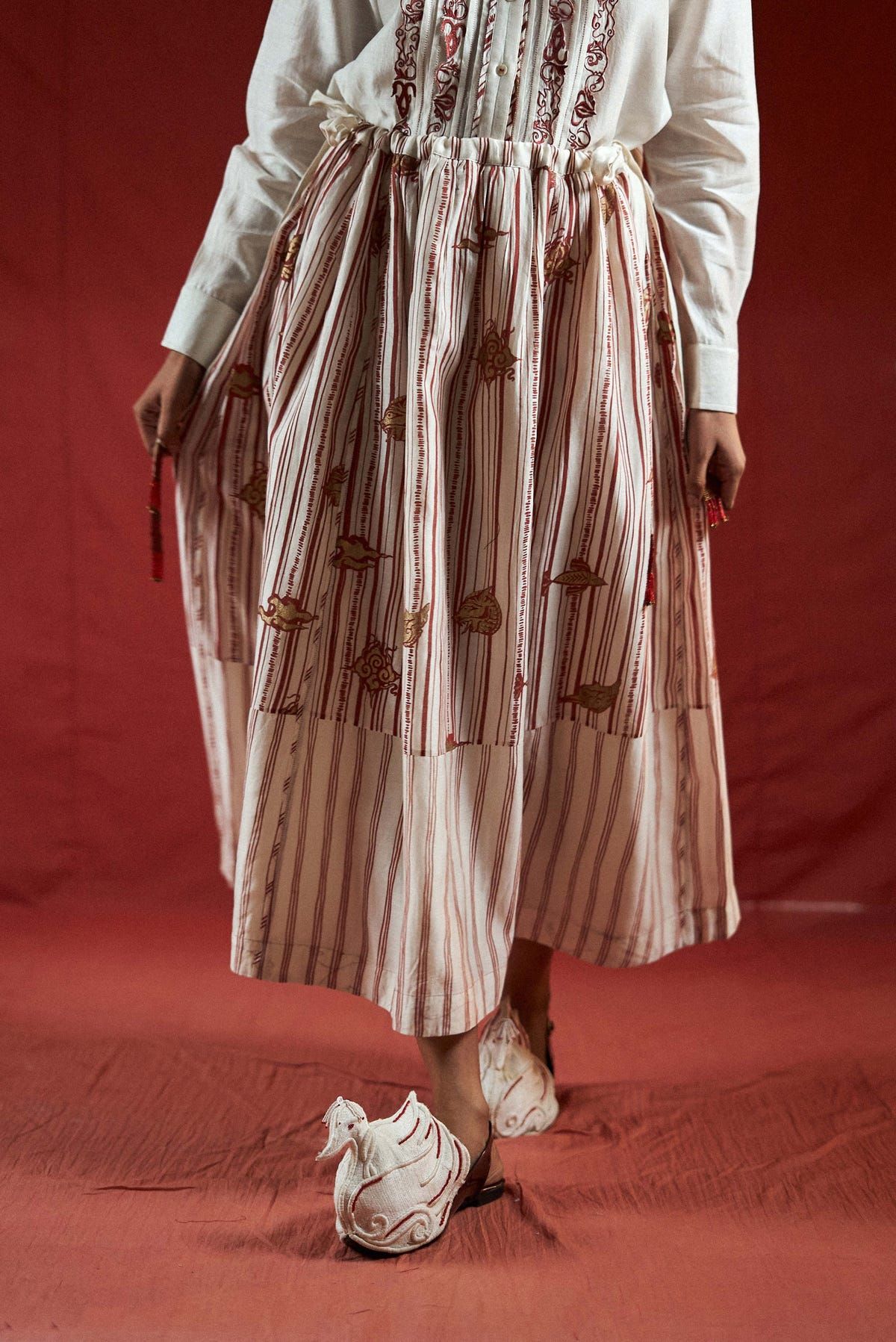 ⁠Htami Drawstring Panelled Skirt - image 7