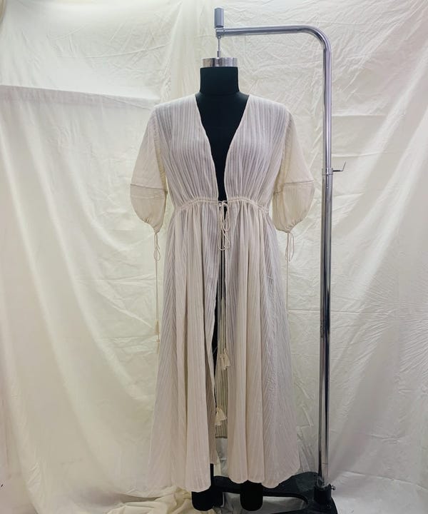 Ahmev — Self Ladder Lace Gathered Overlay