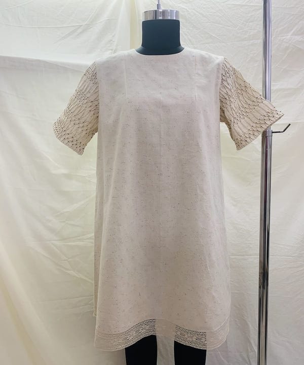 Ahmev — Pin Tuck Sleeve Dress