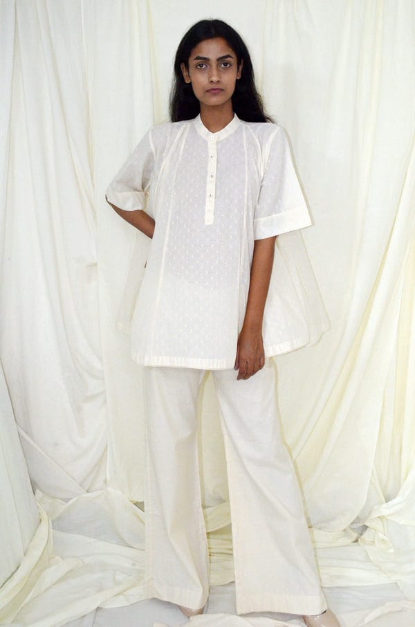 Ahmev — Gold Dot Panel Top With Sleeve