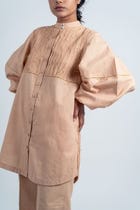 Half Striped Textured Long Shirt view 3