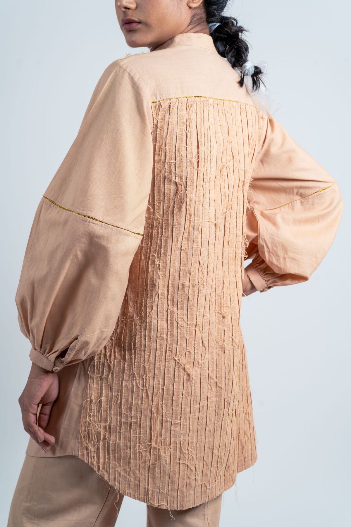 Half Striped Textured Long Shirt - image 4