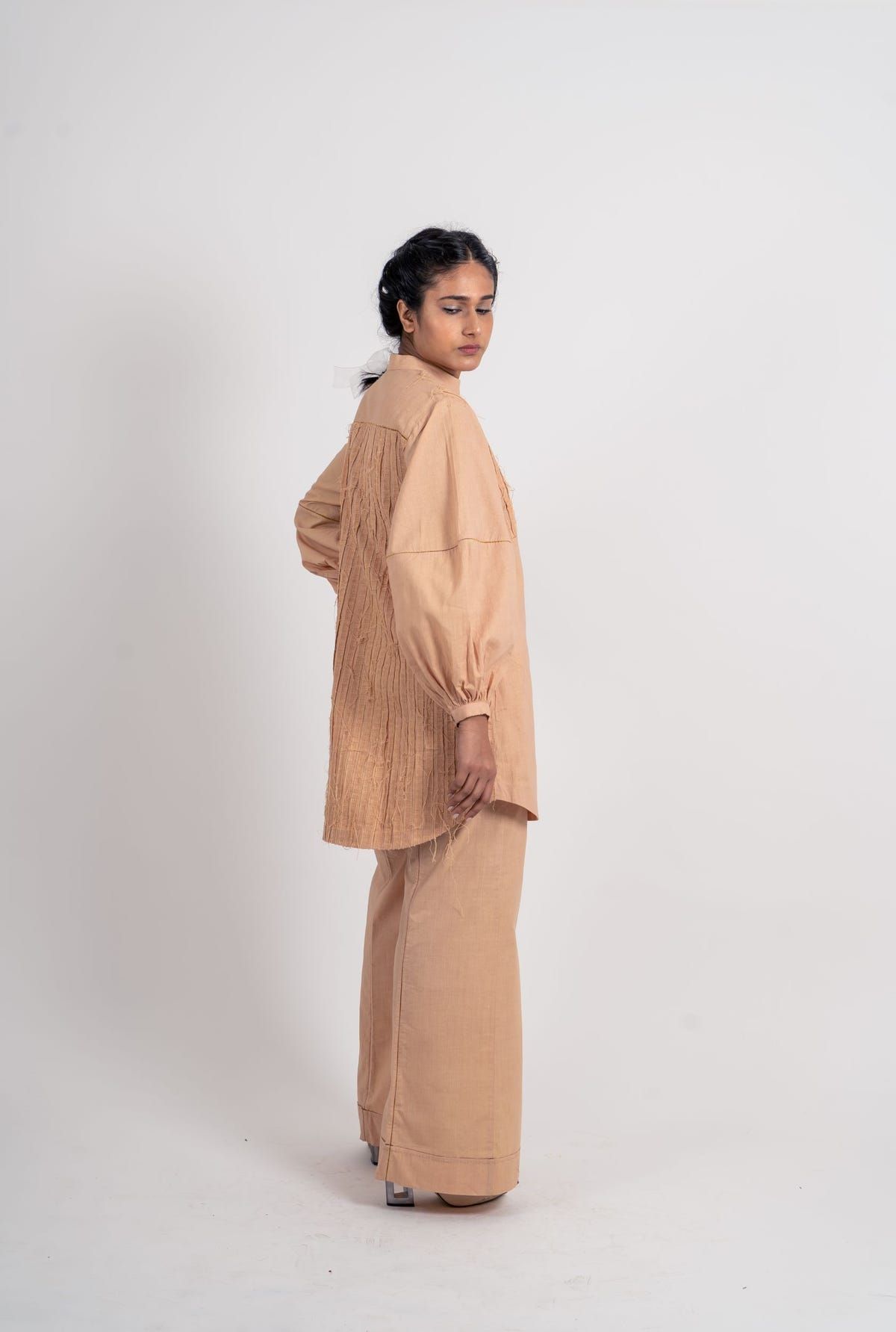 Half Striped Textured Long Shirt - image 5