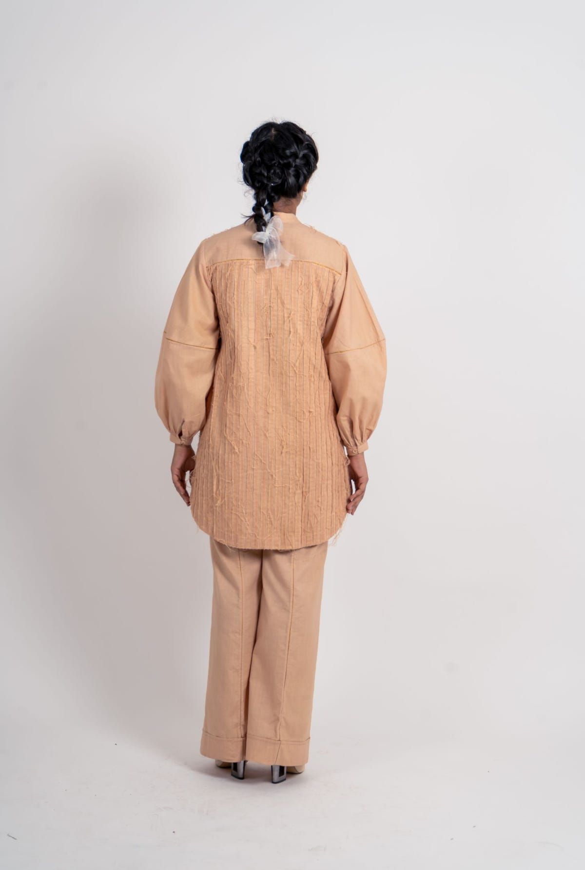 Half Striped Textured Long Shirt - image 6