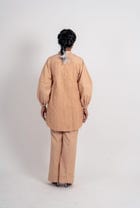 Half Striped Textured Long Shirt view 6