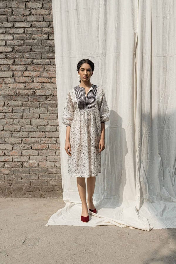 Ahmev — Gardenia Drawstring Dress + Slip