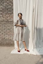Gardenia Drawstring Dress + Slip view 3
