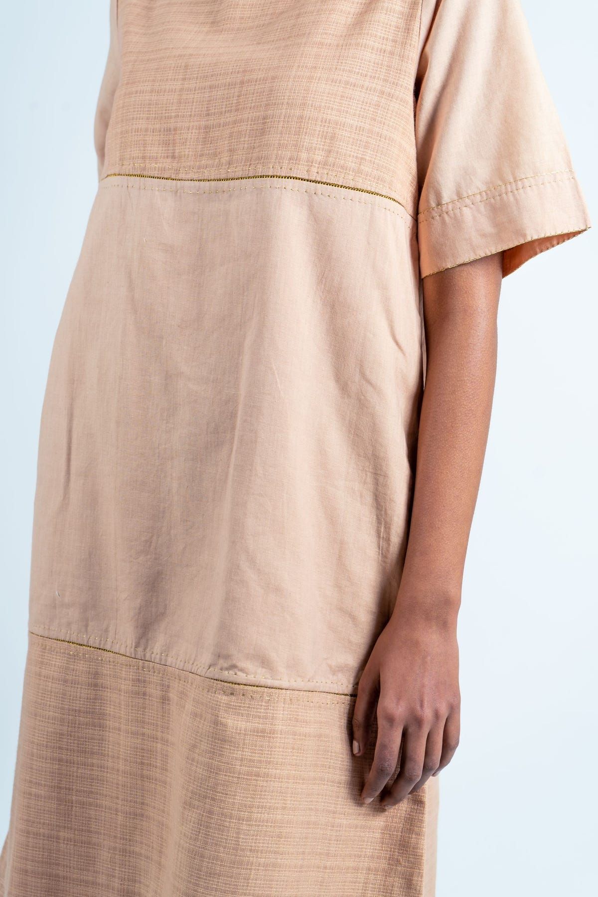 Half Textured Half Plain Dress - image 4