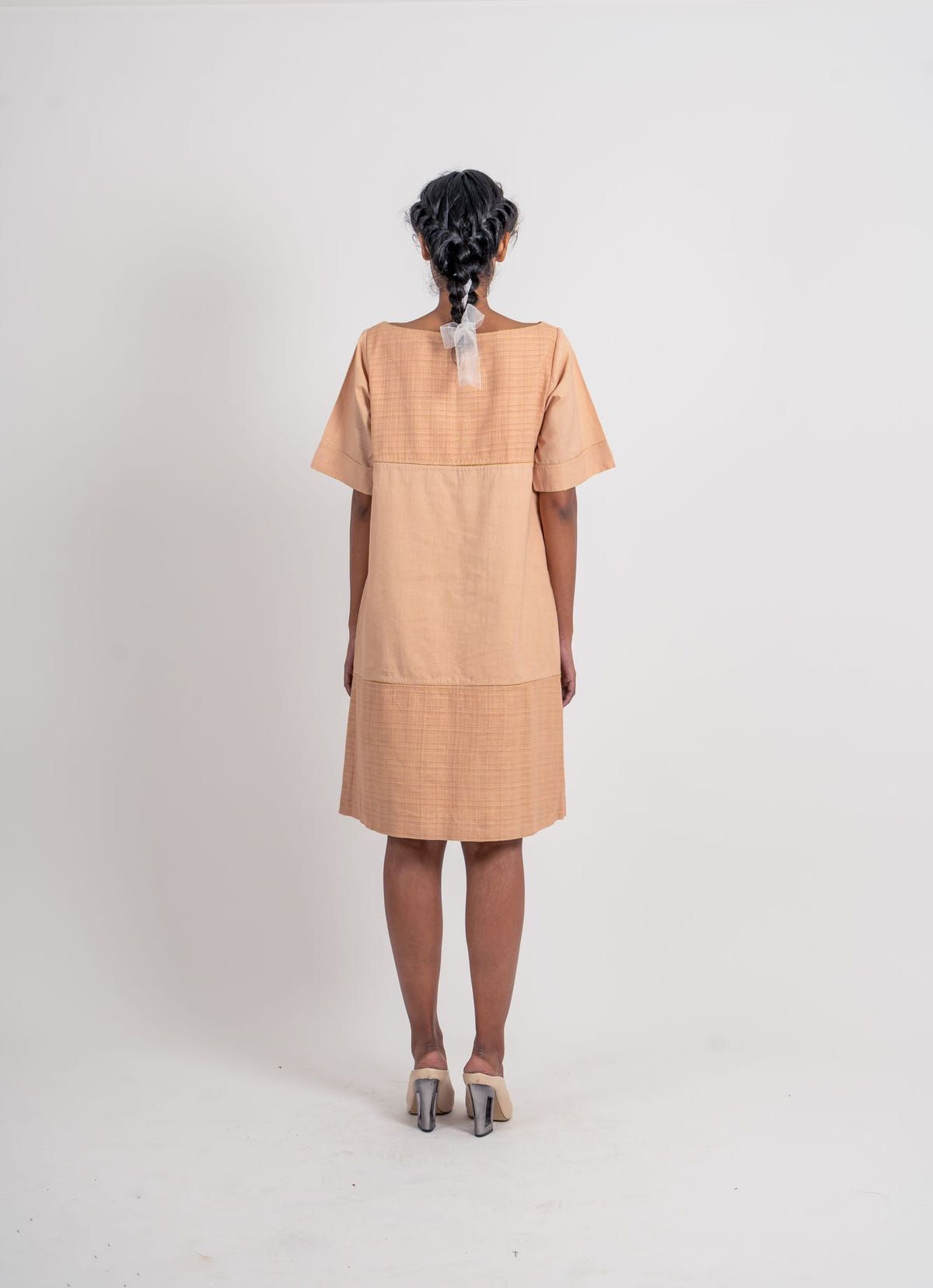Half Textured Half Plain Dress - image 5