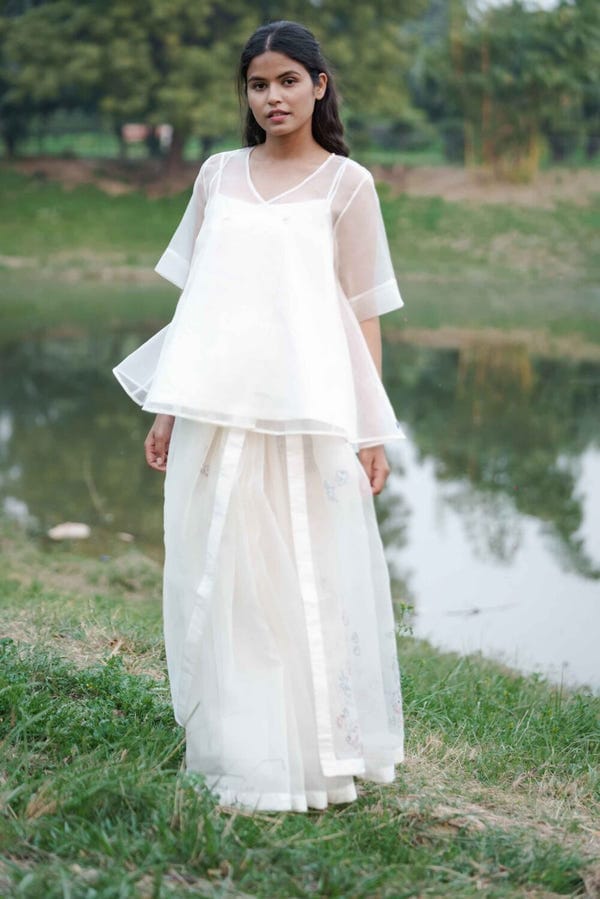 Ahmev — Georgiana Sheer Angrakha Top + Hand Painted Slip