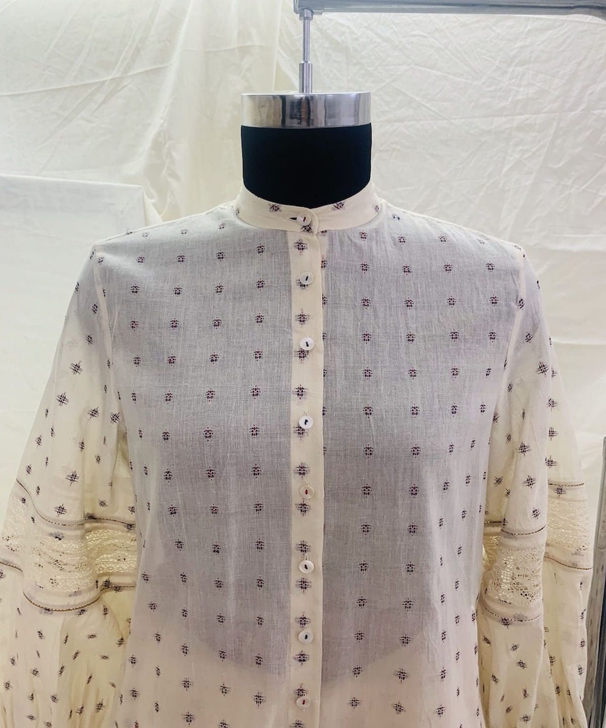 Lace Panel Shirt Dress - image 1
