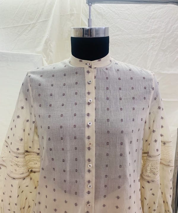 Ahmev — Lace Panel Shirt Dress