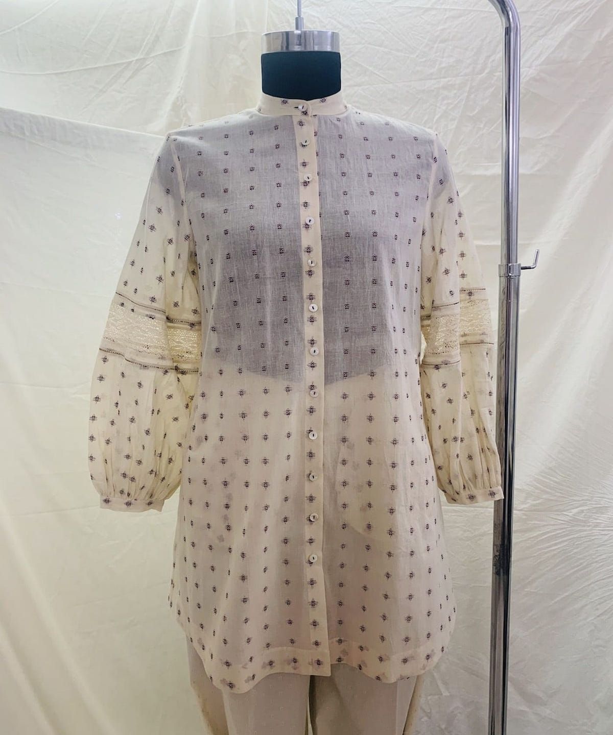 Lace Panel Shirt Dress - image 5