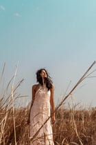 Striped Textured Halter Dress view 1