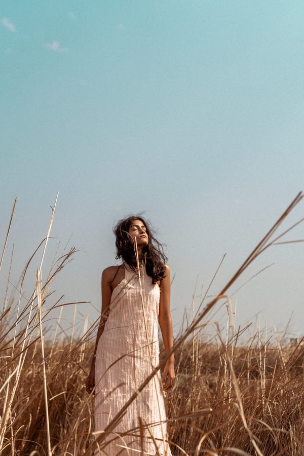 Ahmev — Striped Textured Halter Dress