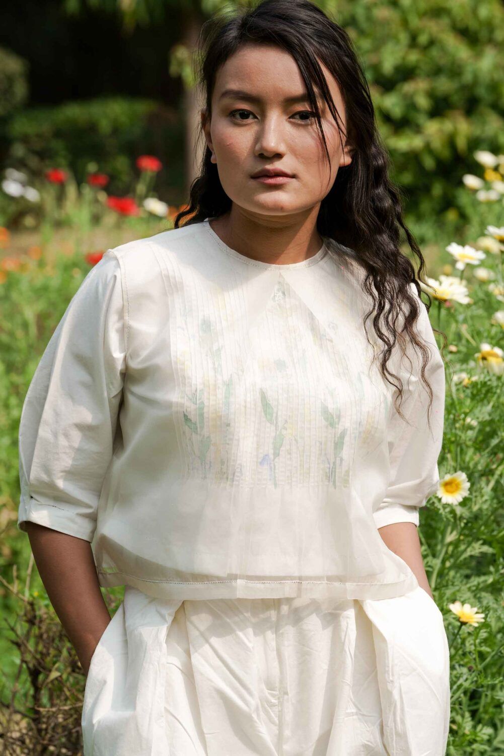 Eleanor Sheer Box Pleat Top - image 1