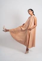 Plain And Textured Godet Dress Sleeveless view 4