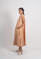 Plain And Textured Godet Dress Sleeveless view 5
