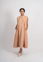 Plain And Textured Godet Dress Sleeveless view 6
