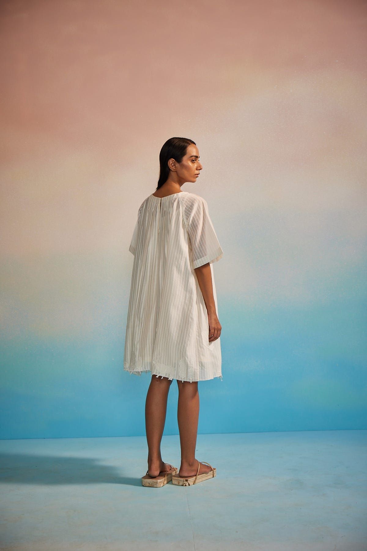 Orihime Box Pleat Appliqué Dress - image 8
