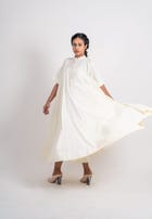Plain And Textured Godet Dress With Sleeve view 1