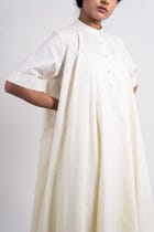 Plain And Textured Godet Dress With Sleeve view 5
