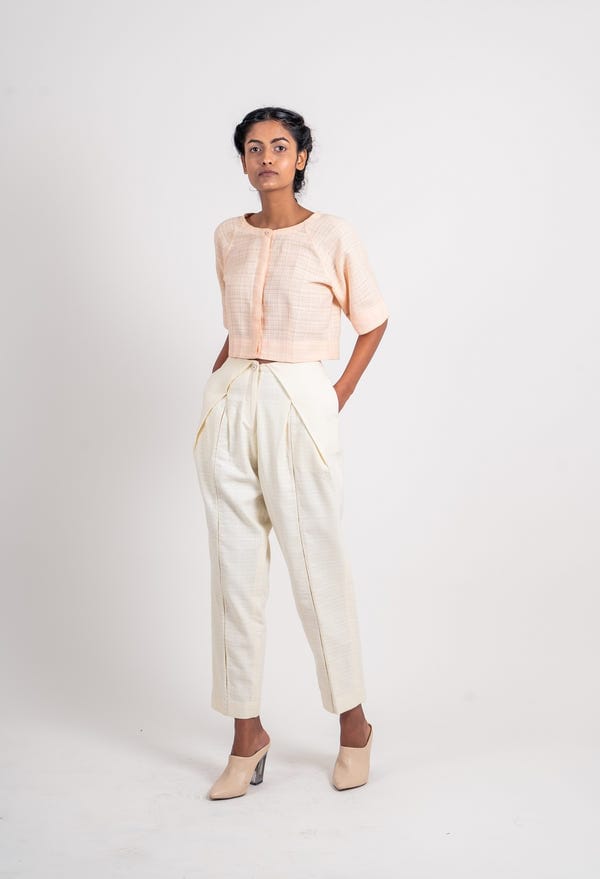 Ahmev — Textured Overlap Pleated Pant