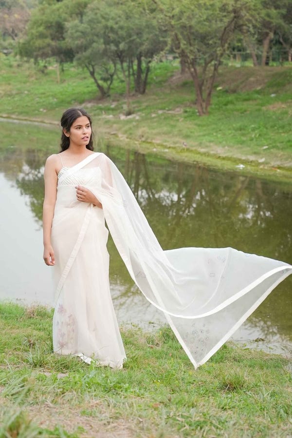 Ahmev — Isabelle Hand Emroidered Saree With Hand Painted Peticot