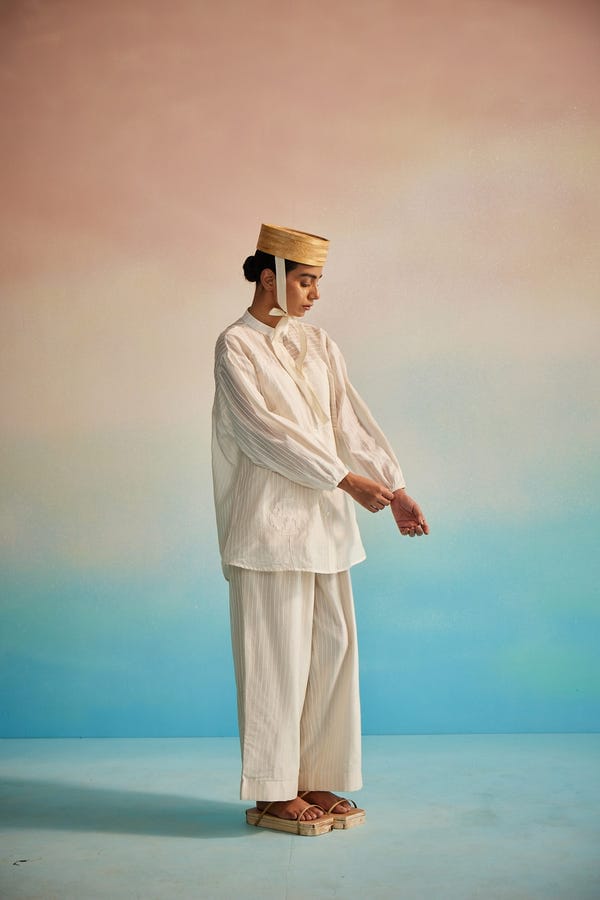 Ahmev — Akai Ito Mandarin Shirt Set