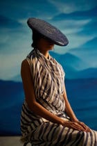 Willow Chanderi Stripe Saree With Peticot view 1
