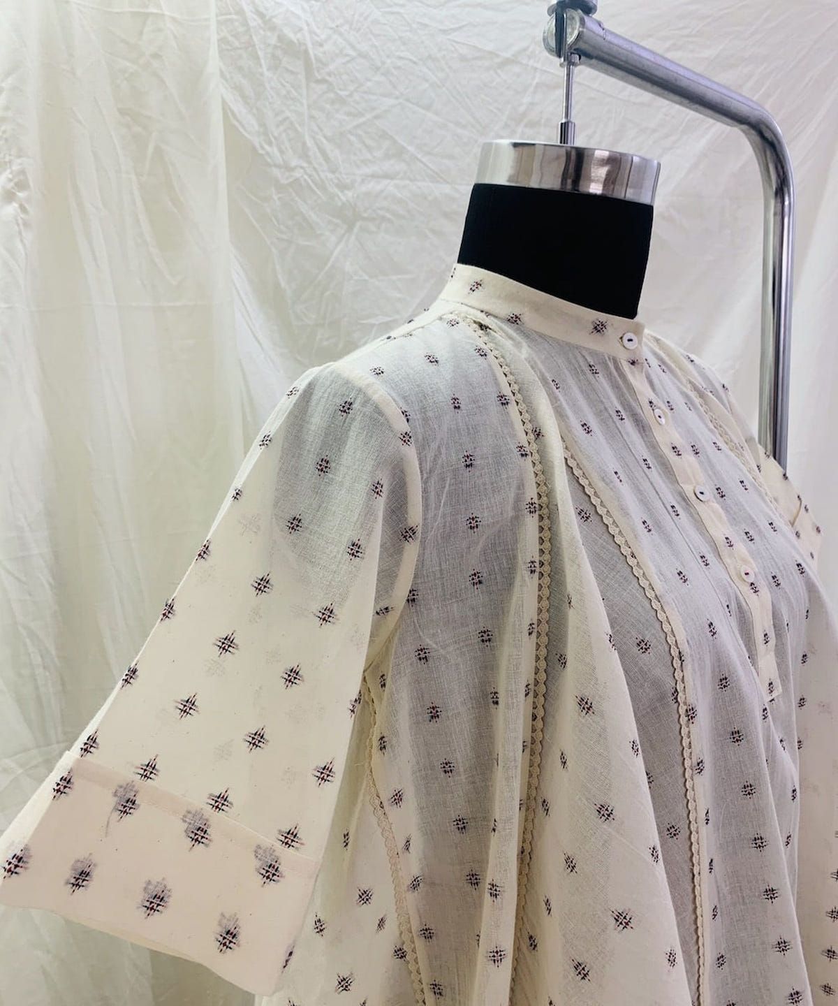 Red Blue Check Panel Top With Sleeve - image 4