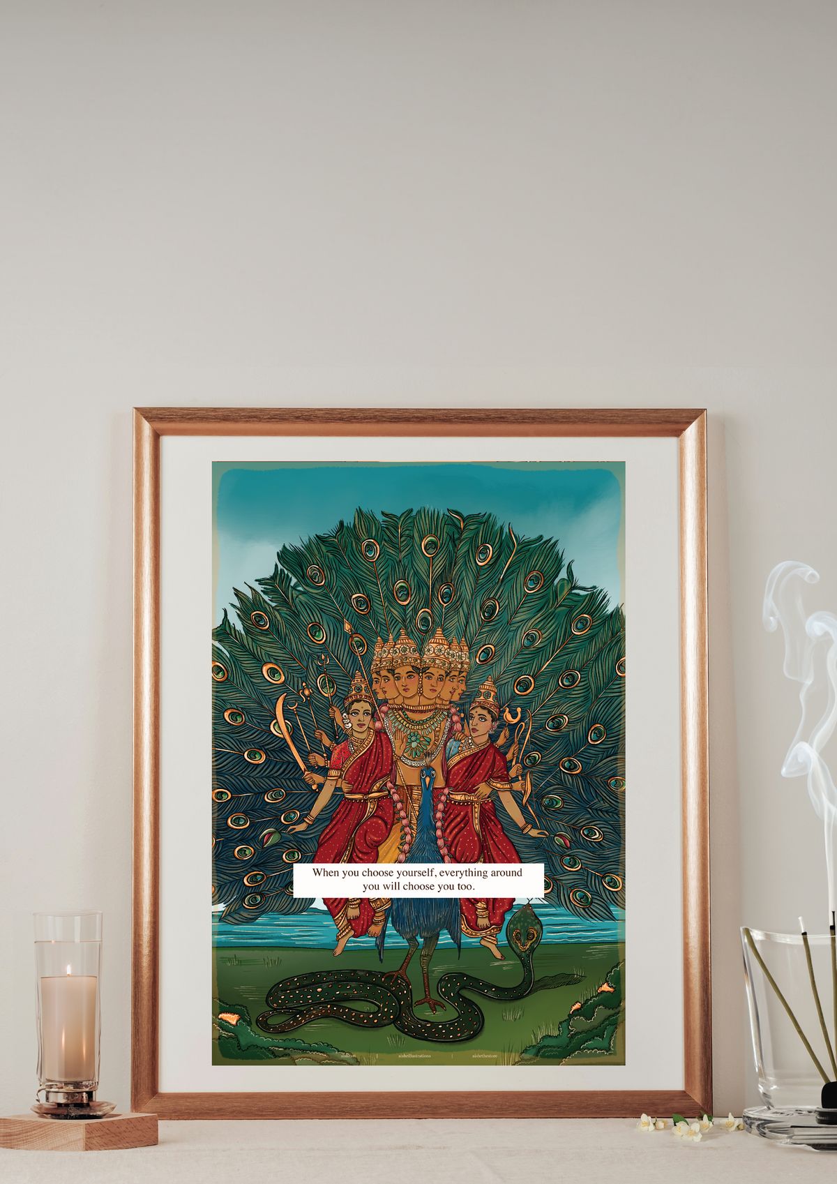 Murugan with Valli and Deivanai: Msg: When you choose yourself, everything around you will choose you too. - image 1