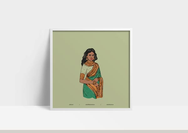 AISHR The Store — Woman in Saree - Green