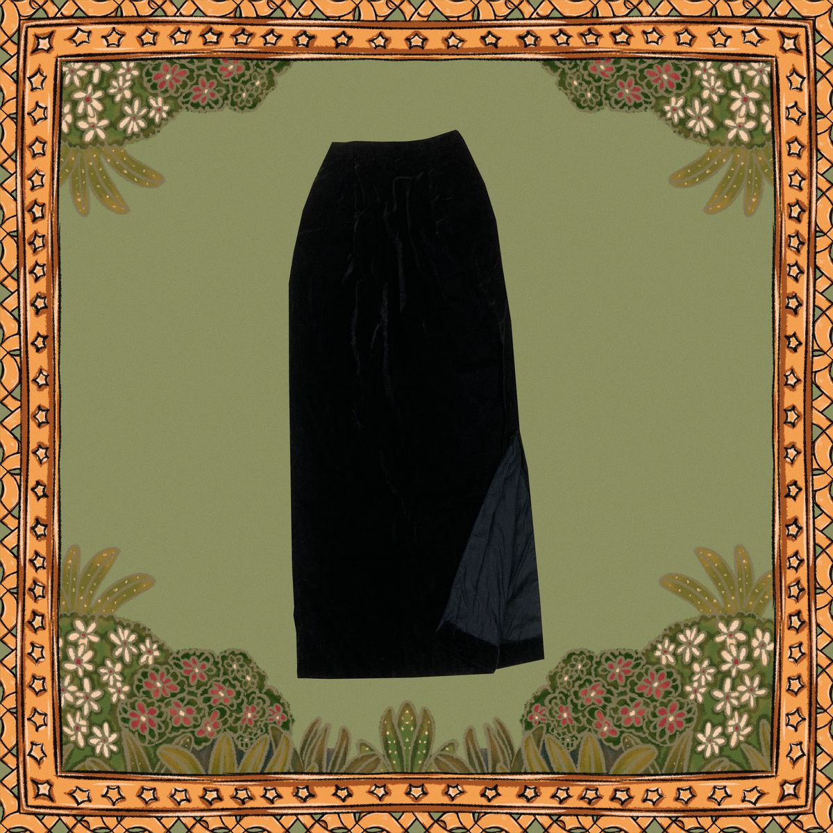Velvy Black Long Skirt - image 1