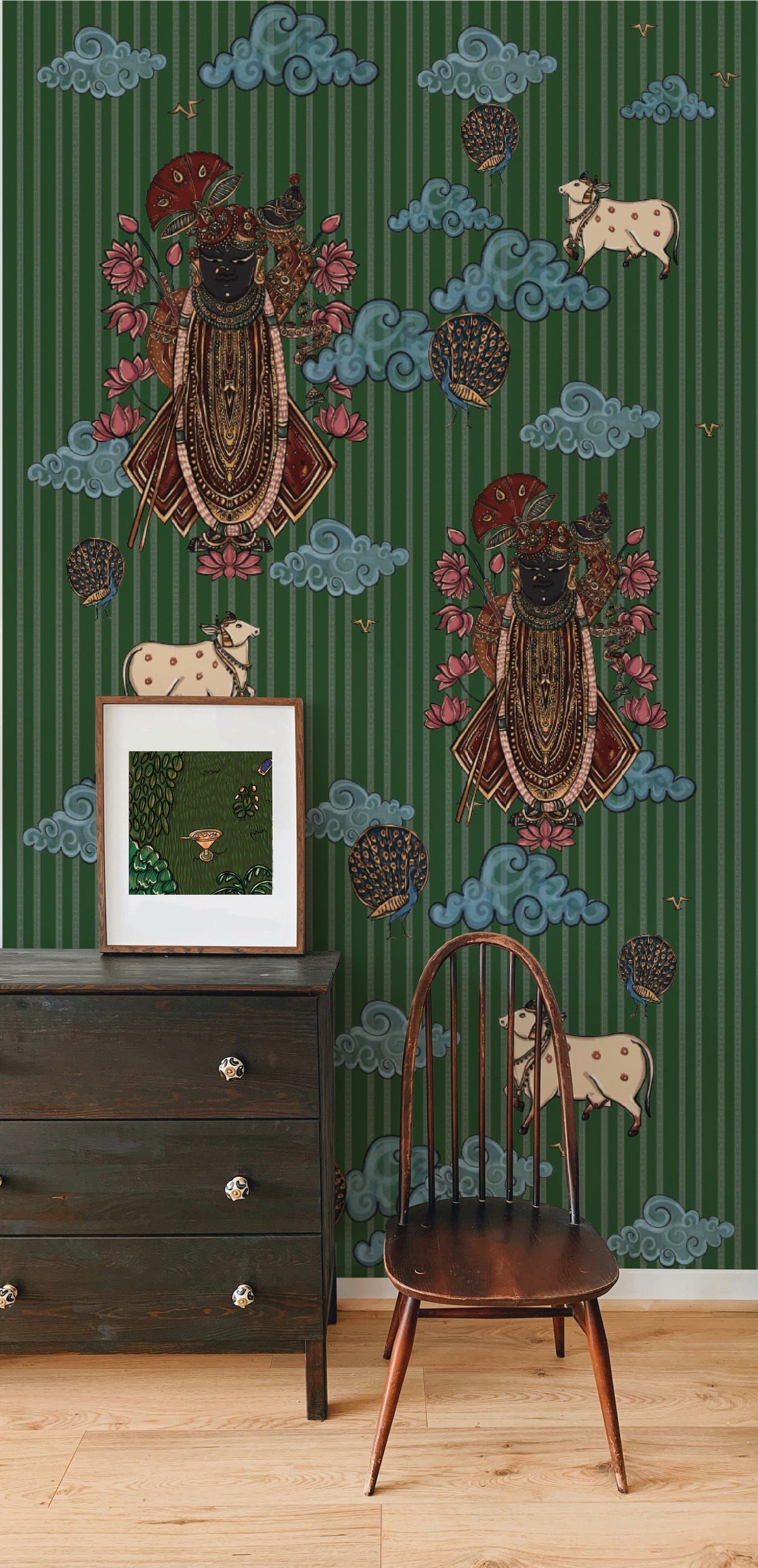Srinathji in green wallpaper - image 1