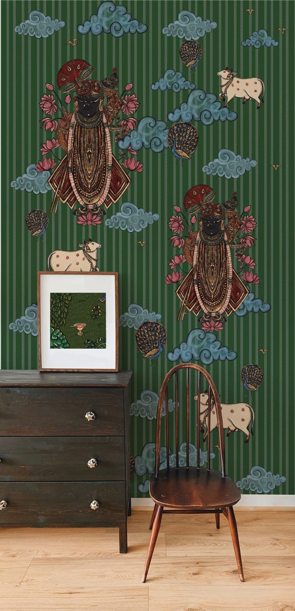 AISHR The Store — Srinathji in green wallpaper