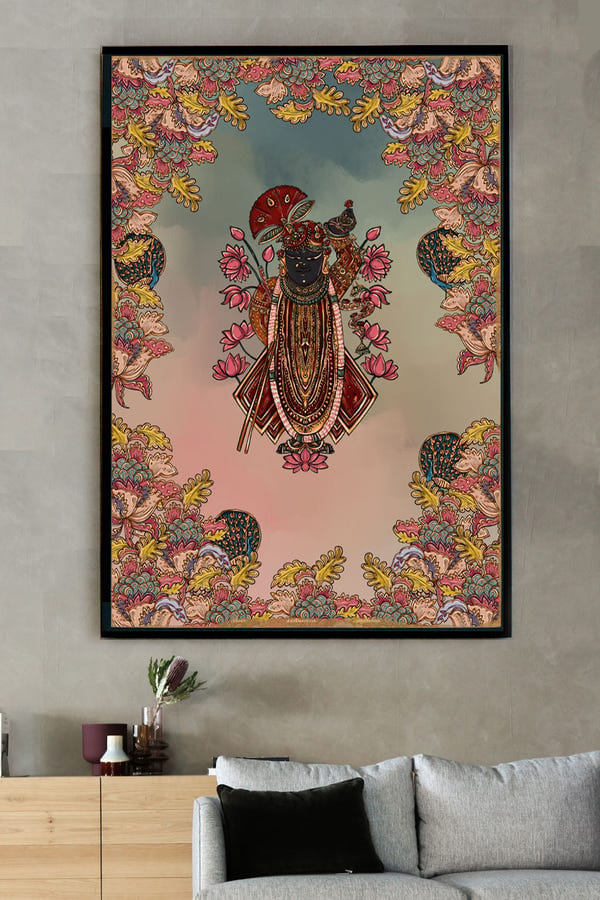 AISHR The Store — Pichhwai 9 - Srinathji in pink sky